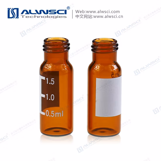2ml Amber Glass 12X32mm Flat Base 9-425 Screw Thread Vial with Label.