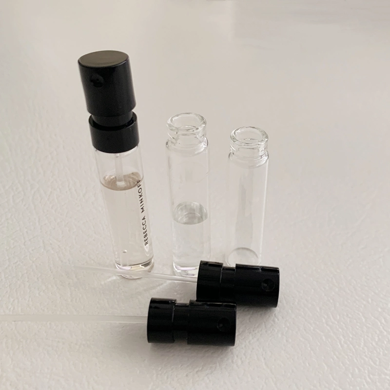 Eco Friendly Printed Mini Sample Essential Oil 1ml 2ml Ampule Perfume Serum Sterile Empty Amber Tubular Glass Dropper Vial Botttle