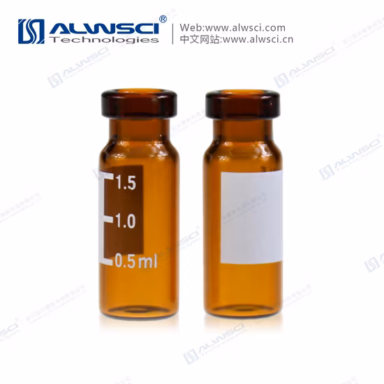 2ml Amber Glass 12X32mm Flat Base 9-425 Screw Thread Vial with Label.