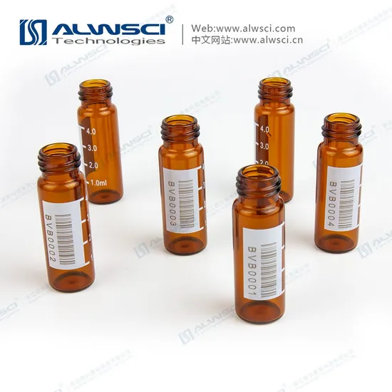 2ml Amber Glass 12X32mm Flat Base 9-425 Screw Thread Vial with Label.