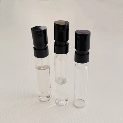 Mini campione stampato ecologico Olio essenziale 1ml 2ml Fiala Profumo Siero Flacone contagocce in vetro tubolare ambrato vuoto sterile