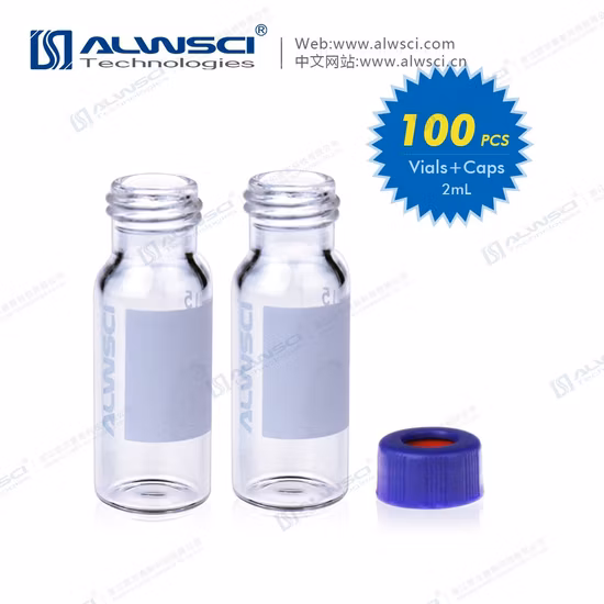 Alwsci HPLC Lab Usa fiala trasparente da 2 ml a scatto da 11 mm con microinserto in vetro integrato da 0,2 ml